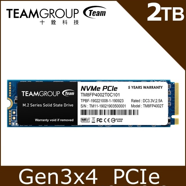 TEAM 十銓 MP34 2TB M.2 PCIe SSD 固態硬碟