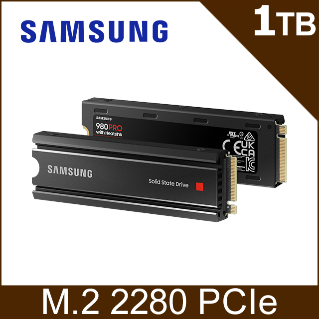 SAMSUNG 三星 980 PRO 含散熱片1TB NVMe M.2 2280 PCIe 固態硬碟 (MZ-V8P1T0CW)