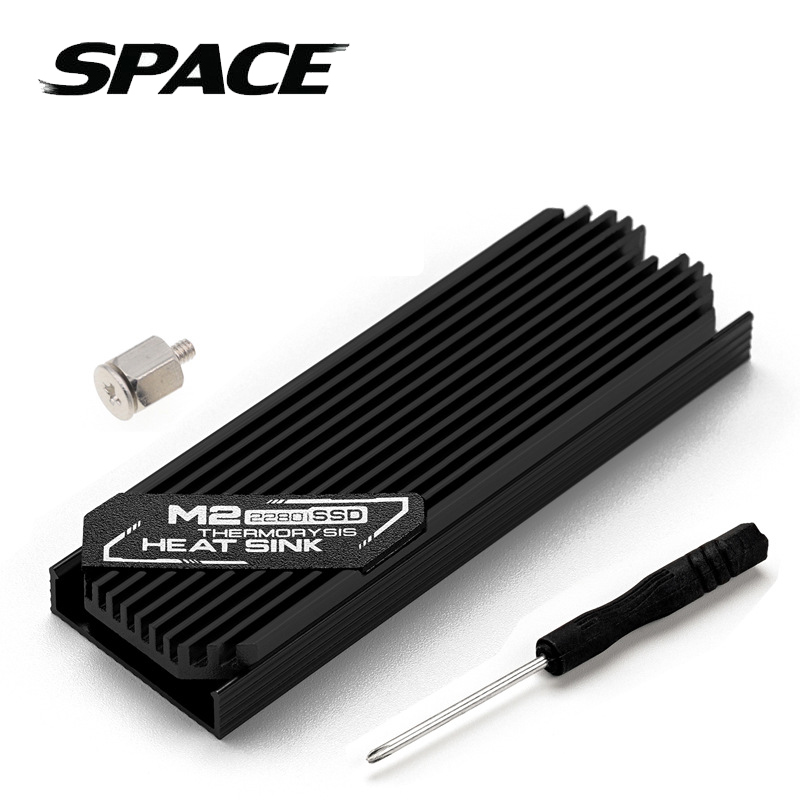 SPACE 強勁散熱鋁合金 M.2 2280 PCIe Nvme SSD散熱片-黑色