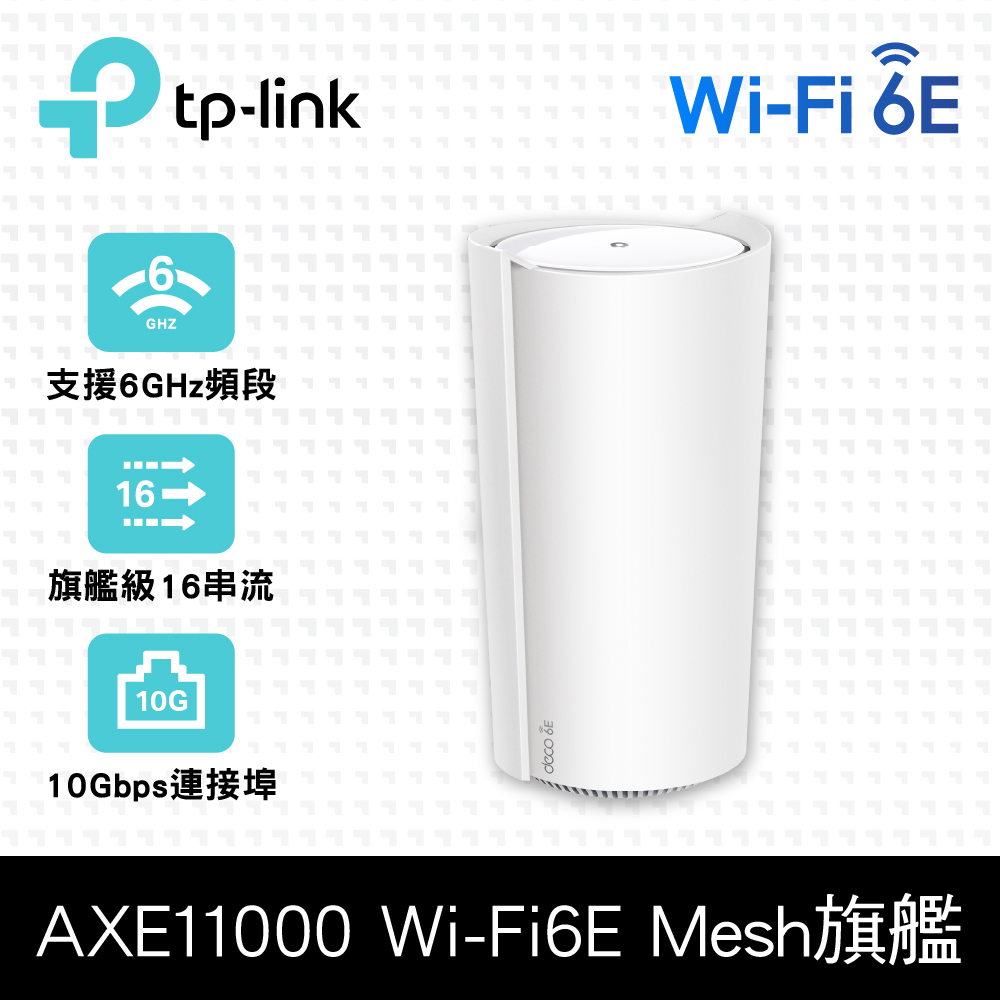 TP-Link Deco XE200 WiFi 6E AXE11000 三頻10G無線網狀路由器(Wi-Fi 6E分享器/支援MOD) (1入)