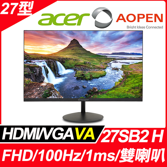 (開箱福利品)AOPEN 27SB2 H 薄邊框螢幕 (27吋/FHD/HDMI/喇叭/VA)