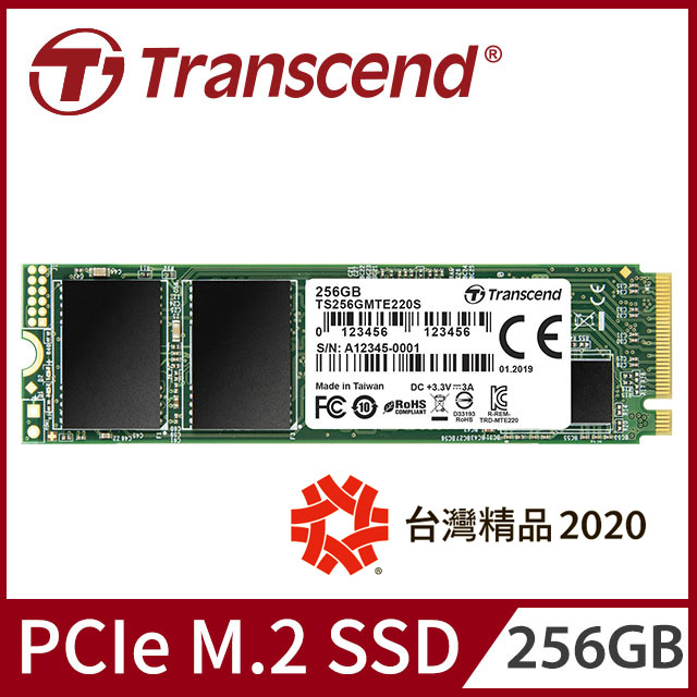 【Transcend 創見】256GB MTE220S M.2 2280 PCIe Gen3x4 SSD固態硬碟