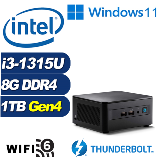 (DIY)風暴勇士W INTEL NUC迷你電腦(i3-1315U/8G/1TB M.2 PCIe SSD/Win11)