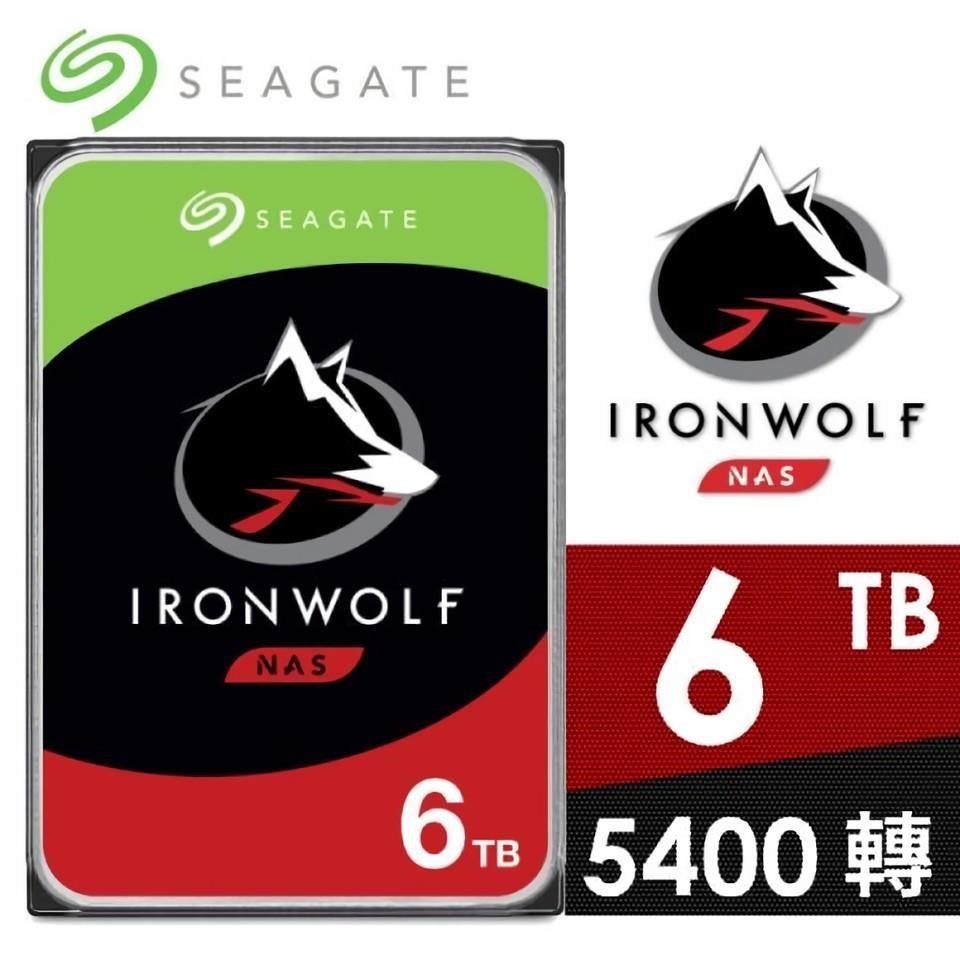 Seagate【IronWolf】那嘶狼 NAS碟 (ST6000VN001) 6TB /5400轉/256MB/3.5吋/3Y