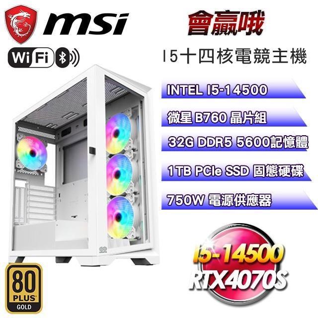 微星平台【會贏哦】(I5-14500/1TB SSD/32G D5/RTX4070S/750W金)