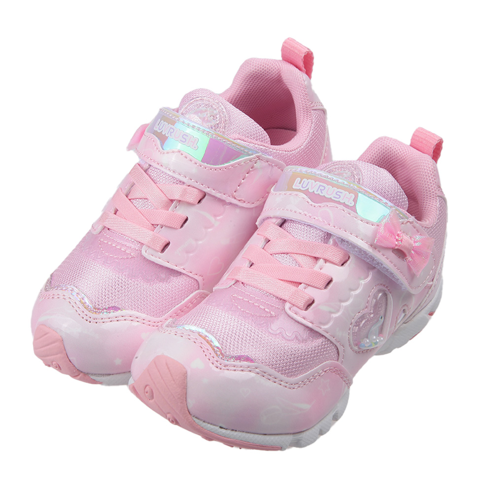 《布布童鞋》Moonstar日本LUVRUSH愛心小天鵝粉色兒童機能運動鞋(16~21公分) [ I3P344G