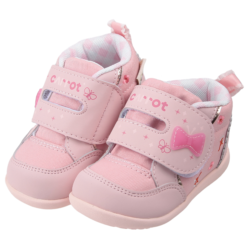 《布布童鞋》Moonstar日本Carrot蝴蝶結粉色寶寶機能學步鞋(12.5~14.5公分) [ I3Q474G