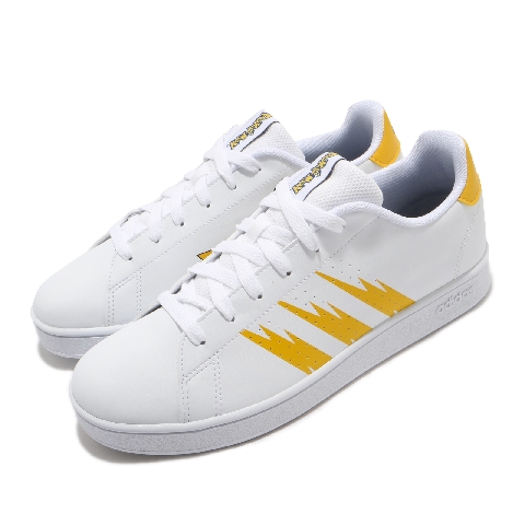 adidas 休閒鞋Advantage K 皮卡丘女鞋愛迪達寶可夢聯名穿搭皮革中大童白黃FW3187 - PChome 24h購物