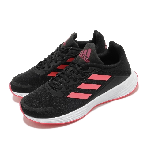 adidas 慢跑鞋Duramo SL K 運動休閒童鞋愛迪達三線路跑緩震透氣中大童黑紅FX7301 - PChome 24h購物
