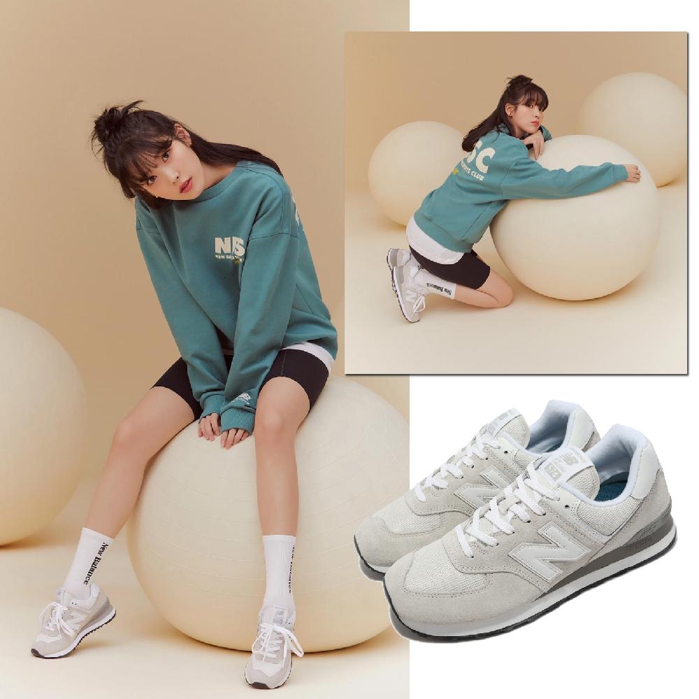 New Balance 休閒鞋 574 灰 白 IU 李知恩 NB 淺灰 麂皮 男鞋 女鞋 韓國 情侶鞋 ML574EVWD