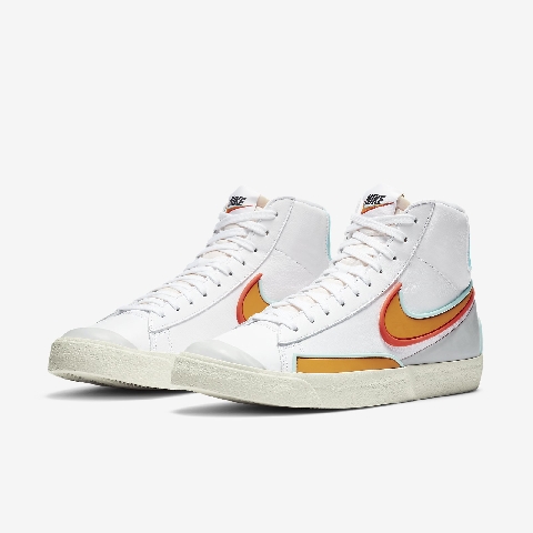 Nike 休閒鞋Blazer Mid 77 運動男鞋基本款簡約皮革高筒質感穿搭白橘DA7233-100 - PChome 24h購物