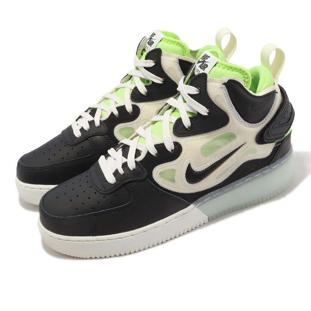 Nike 休閒鞋 Air Force 1 Mid React 男女鞋 黑 綠 AF1 魔鬼氈 解構 中筒 DQ1872-100