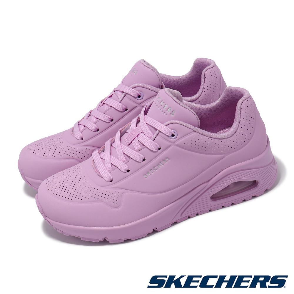 Skechers 斯凱奇 休閒鞋 Uno-Bright Air 女鞋 紫 皮革 緩衝 氣墊 純色 運動鞋 177125LAV