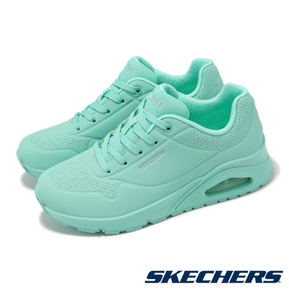 Skechers 斯凱奇 休閒鞋 Uno-Bright Air 女鞋 綠 皮革 緩衝 氣墊 純色 運動鞋 177125MNT