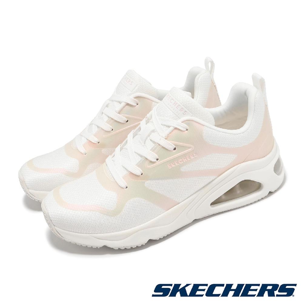 Skechers 斯凱奇 休閒鞋 Tres-Air Uno-Shimmer N Glow 女鞋 白 氣墊 厚底 增高 177418WHT
