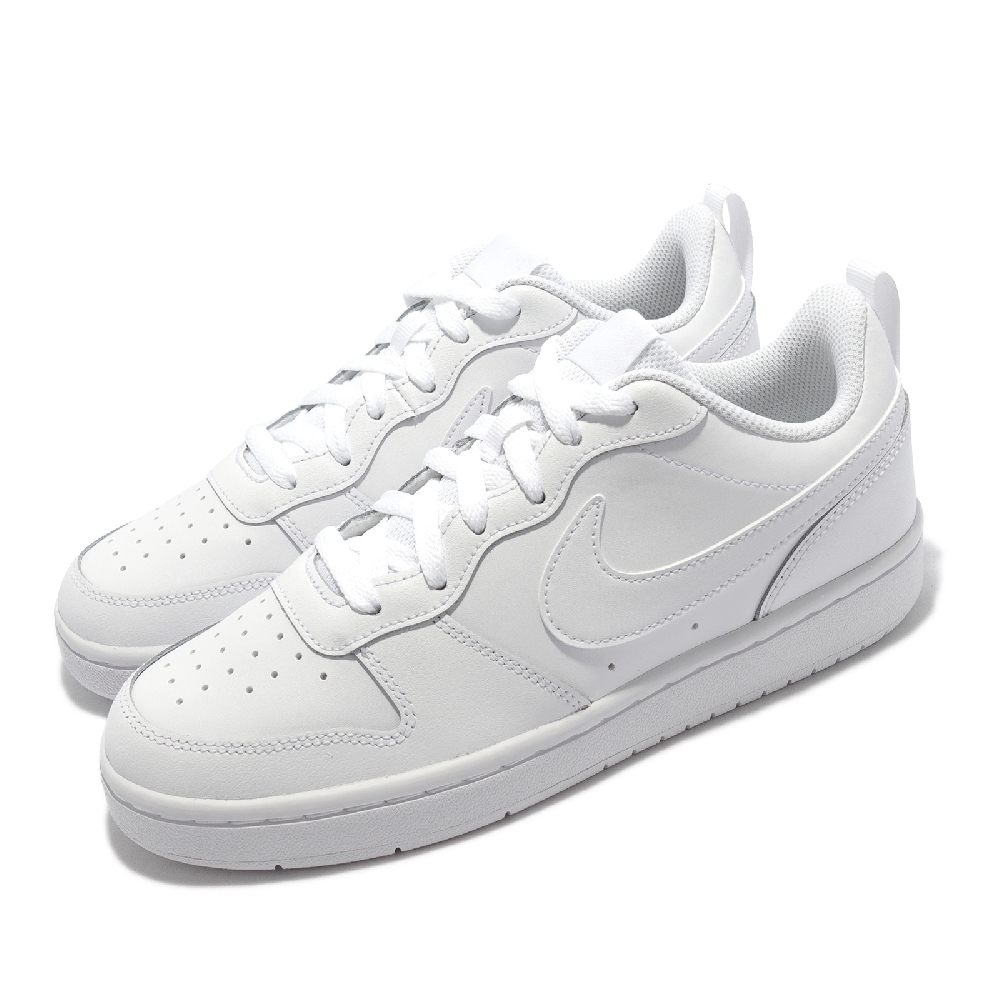 Nike 休閒鞋 Court Borough Low 2 女鞋 經典款 皮革 舒適 穿搭 大童 小白鞋 白  BQ5448-100