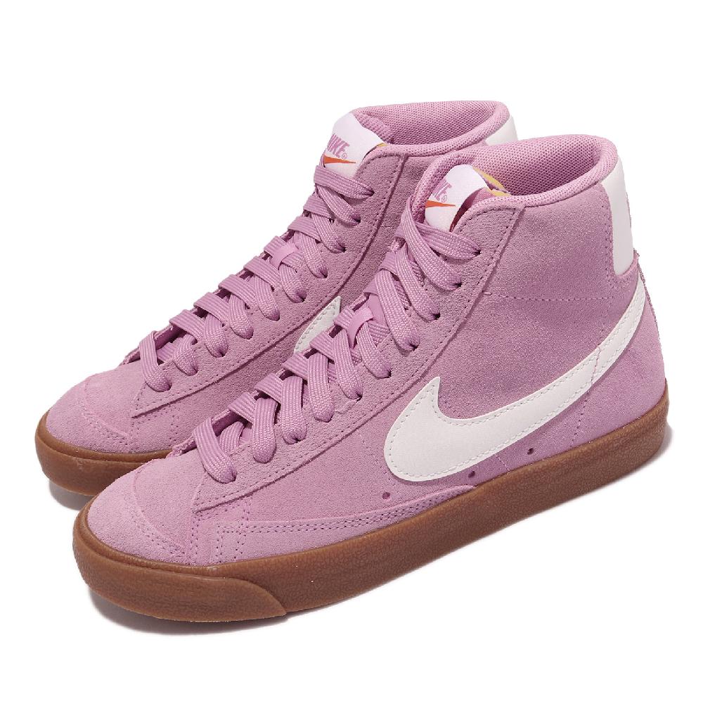Nike 休閒鞋Blazer Mid 77 Suede 女鞋海外限定麂皮膠底泡棉鞋舌復古粉紫白DB5461-600 - PChome 24h購物