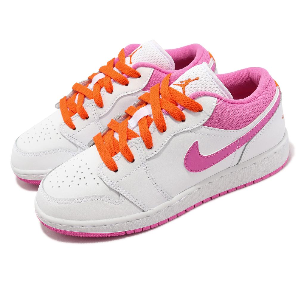 Nike 休閒鞋 Air Jordan 1 Low GS 大童 女鞋 白 粉紅 水蜜桃 1代 AJ1 喬丹 DR9498-168