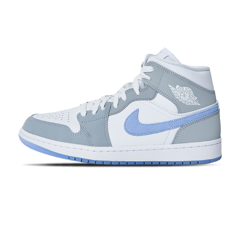 Nike Air Jordan 1 男女 白灰藍 中筒 情侶鞋 AJ1 冰底 休閒鞋 BQ6472-105