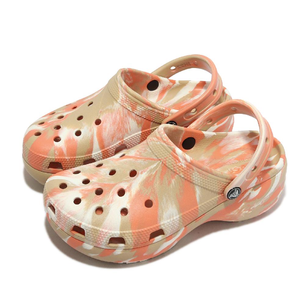 Crocs 涼拖鞋 Classic Platform Marbled Clog 女鞋 沙色 橘 厚底 大理石紋 2071762ZM