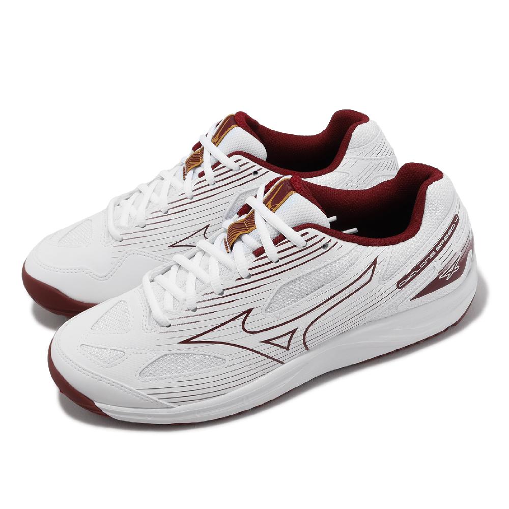 Mizuno 美津濃 排球鞋 Cyclone Speed 4 男鞋 白 紅 緩震 羽桌球鞋 V1GA2380-45