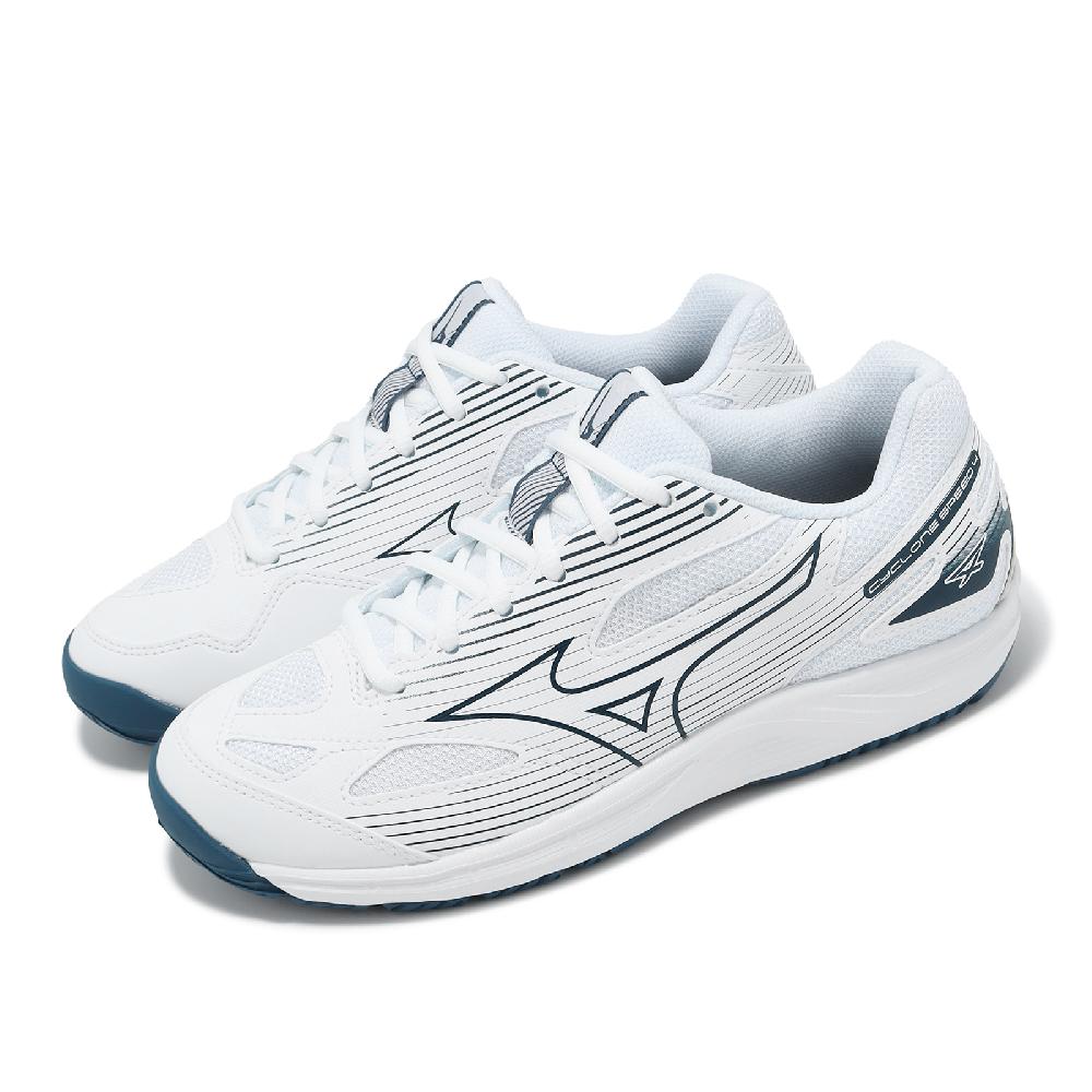 Mizuno 美津濃 排球鞋 Cyclone Speed 4 白 藍 男鞋 女鞋 羽桌球 室內運動 入門款 V1GA2380-21