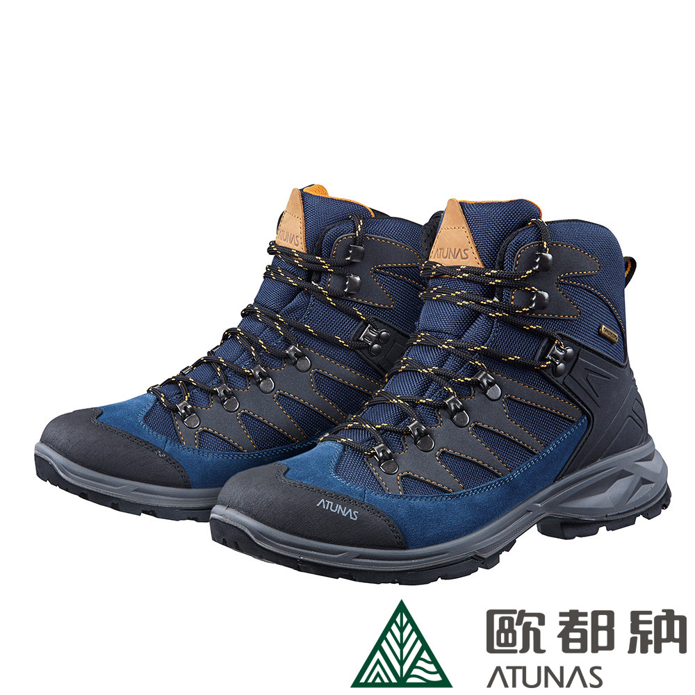 【ATUNAS 歐都納】男款中筒登山健行鞋 (A1GCDD01M 藍黑/防水/透氣/寬楦/耐磨/防滑)
