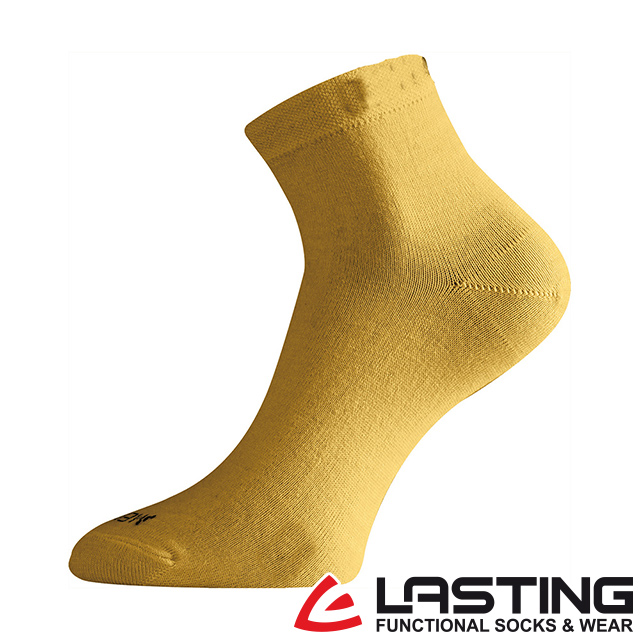【LASTING 捷克】女款羊毛短襪(LT-WAS 黃/透氣/舒適/保暖/雙溫感/美麗諾)