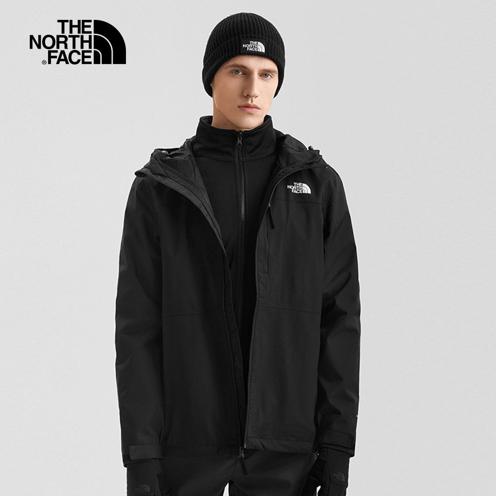The North Face北面男款黑色防水透氣保暖連帽三合一外套｜81ROJK3