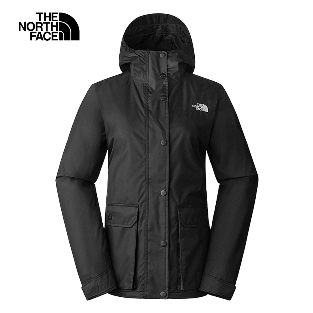 The North Face北面女款黑色防水透氣保暖連帽三合一外套｜88RWJK3