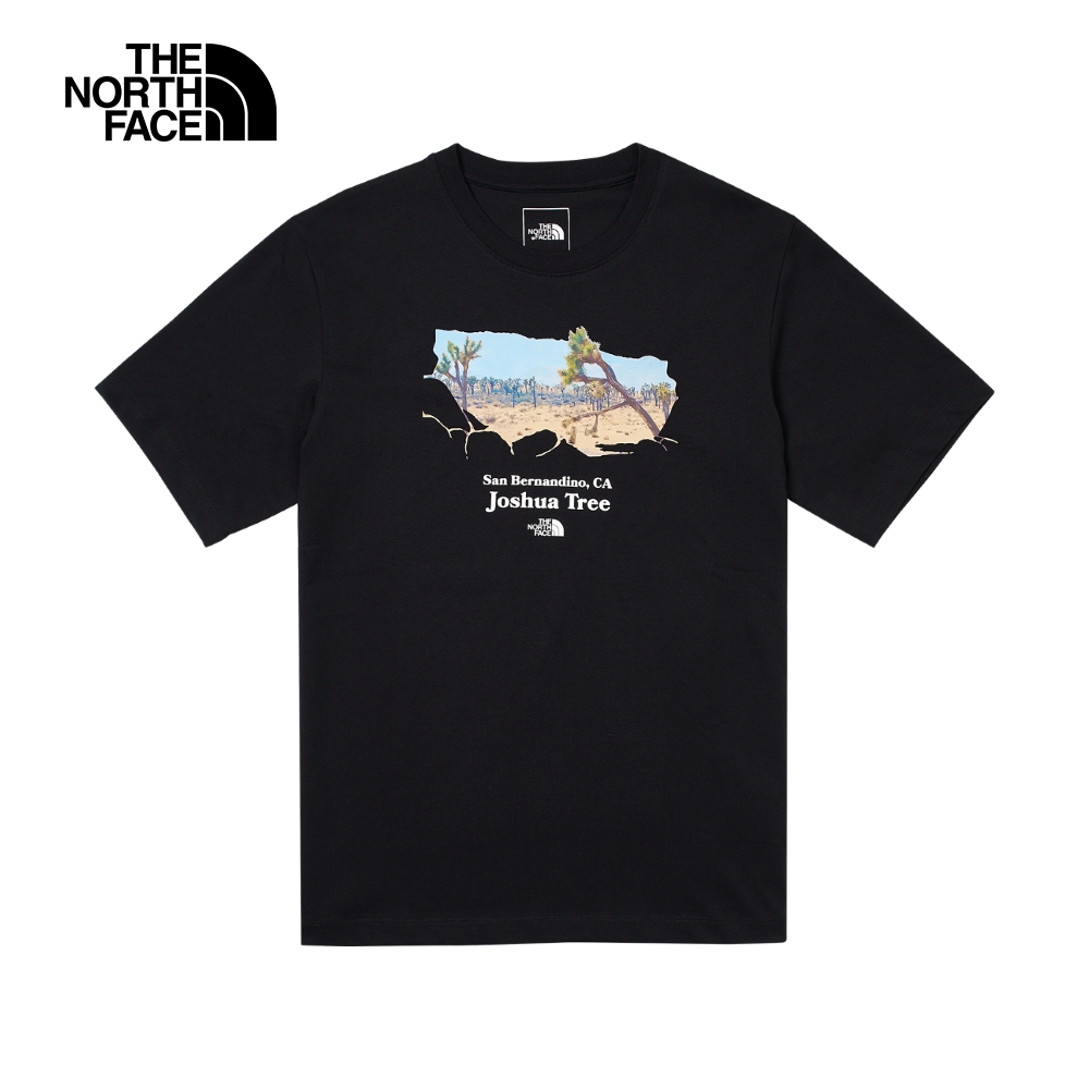 The North Face北面男款黑色沙漠綠洲印花寬鬆短袖T恤｜88GJJK3