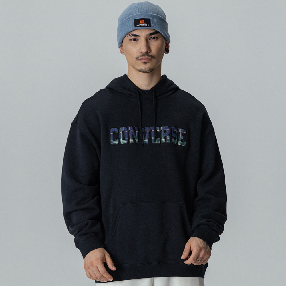 【CONVERSE】ELEVATED LOGO GRAPHIC HOODIE 連帽上衣 男 黑色-10025629-A01