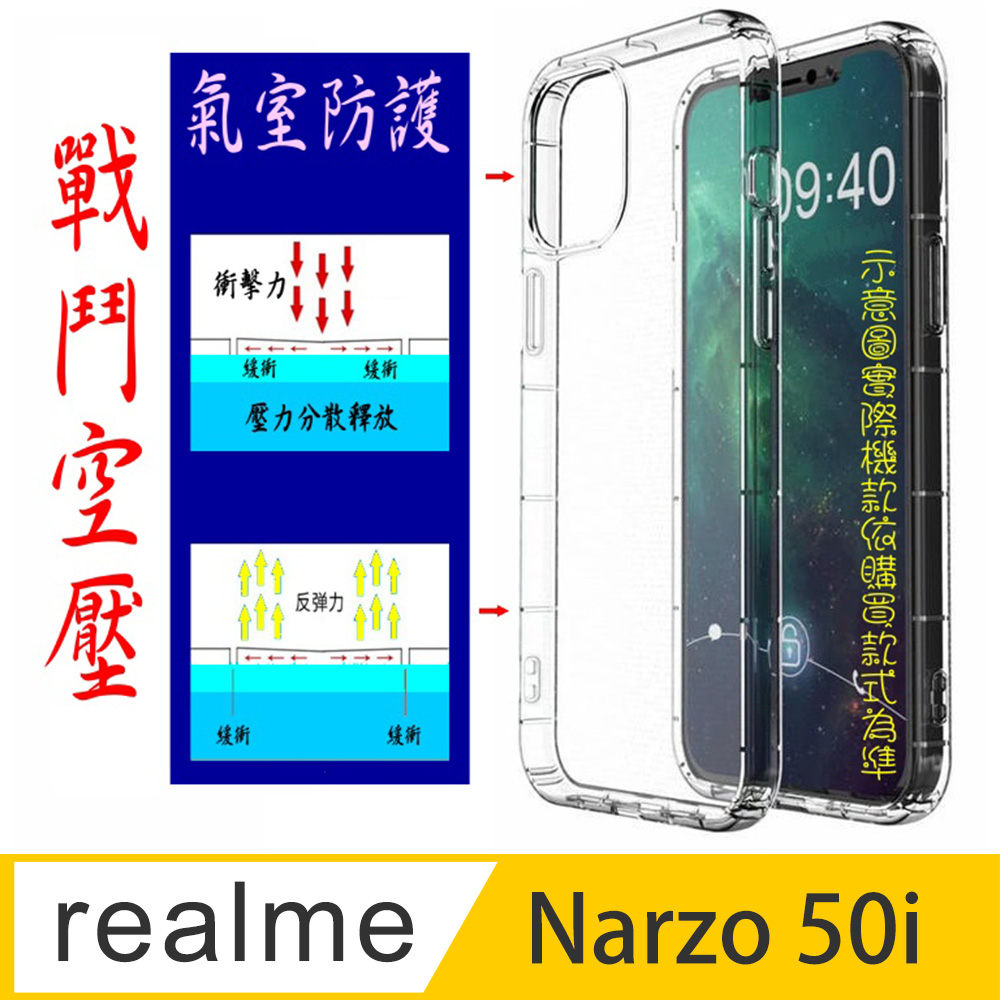 Realme Narzo 50i 戰鬥空壓氣墊防摔保護套