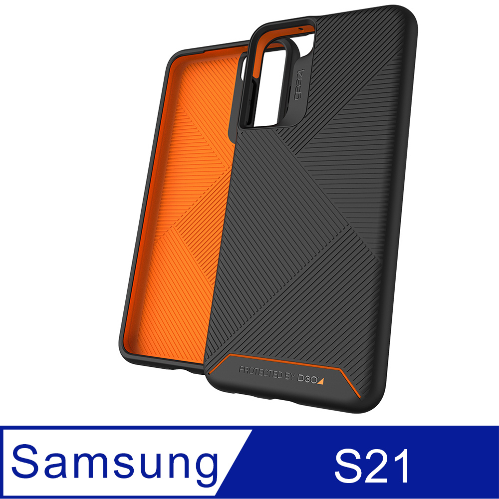 Gear4 Samsung Galaxy S21 D3O® Denali 迪納利黑橘條紋-抗菌頂級軍規(5米)防摔保護殼