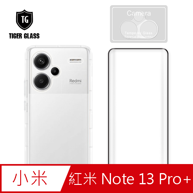 T.G MI 紅米 Note 13 Pro+ 5G 手機保護超值3件組(透明空壓殼+3D鋼化膜+鏡頭貼)