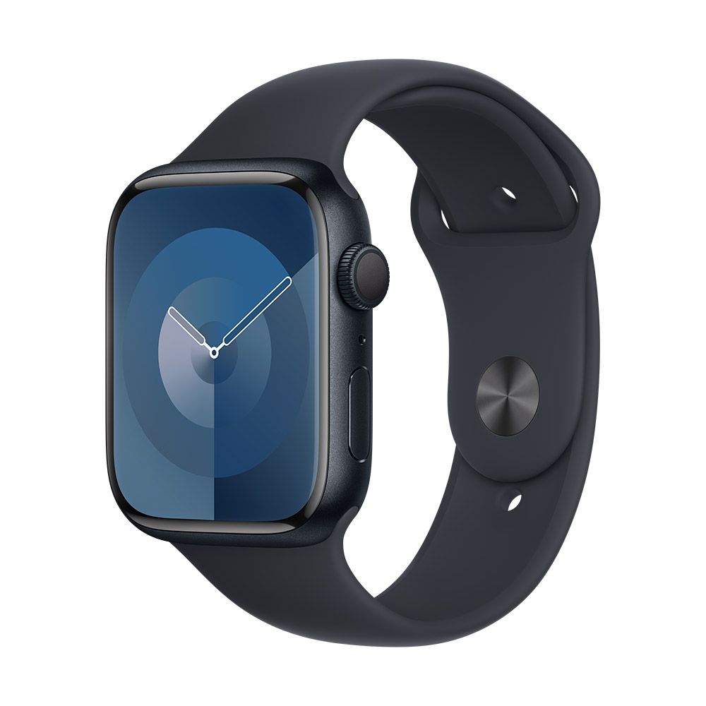 Apple Watch Series 9 GPS 45mm 午夜色鋁金屬錶殼午夜色運動型錶帶 S/M