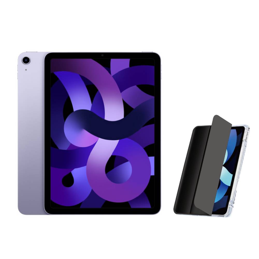 2022 Apple iPad Air 5 10.9吋 256G WiFi 紫色+三折休眠防摔殼+高透光滿版保護貼