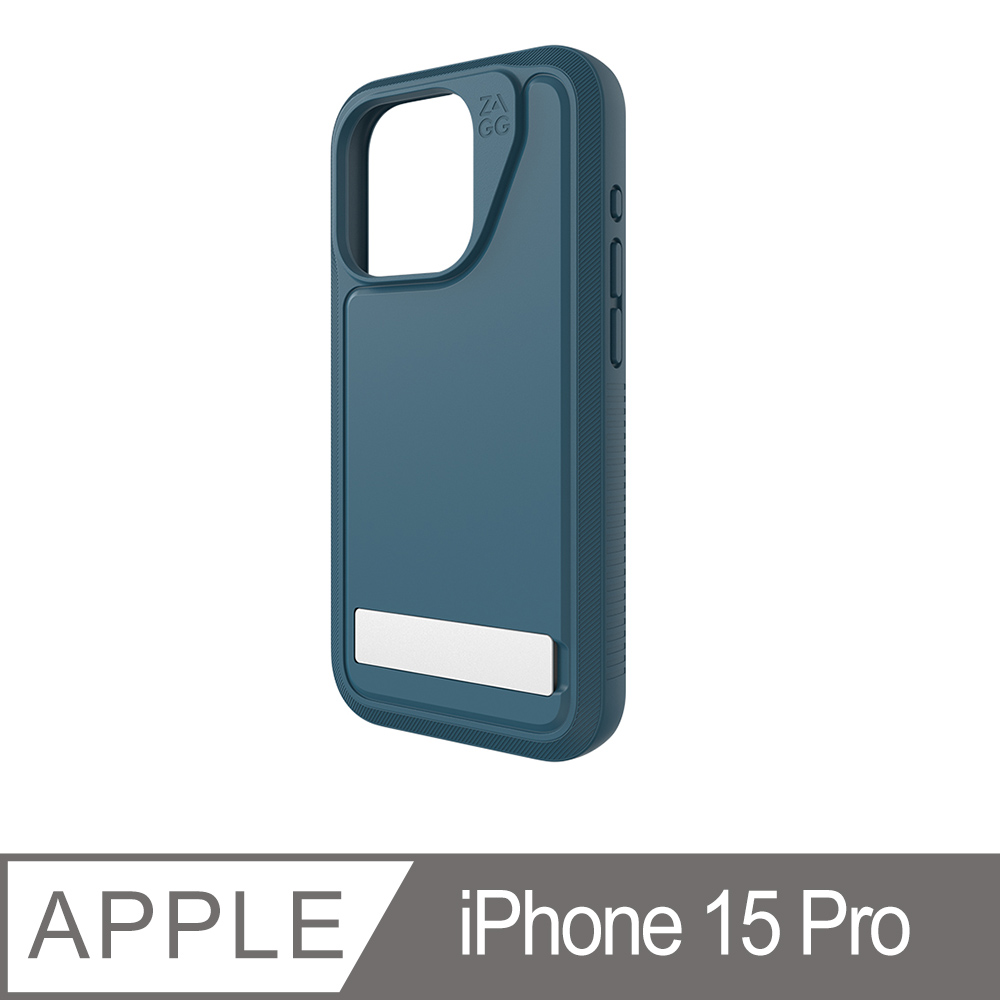 ZAGG iPhone 15 Pro 聖母峰支架 藍色磁吸款防摔保護殼