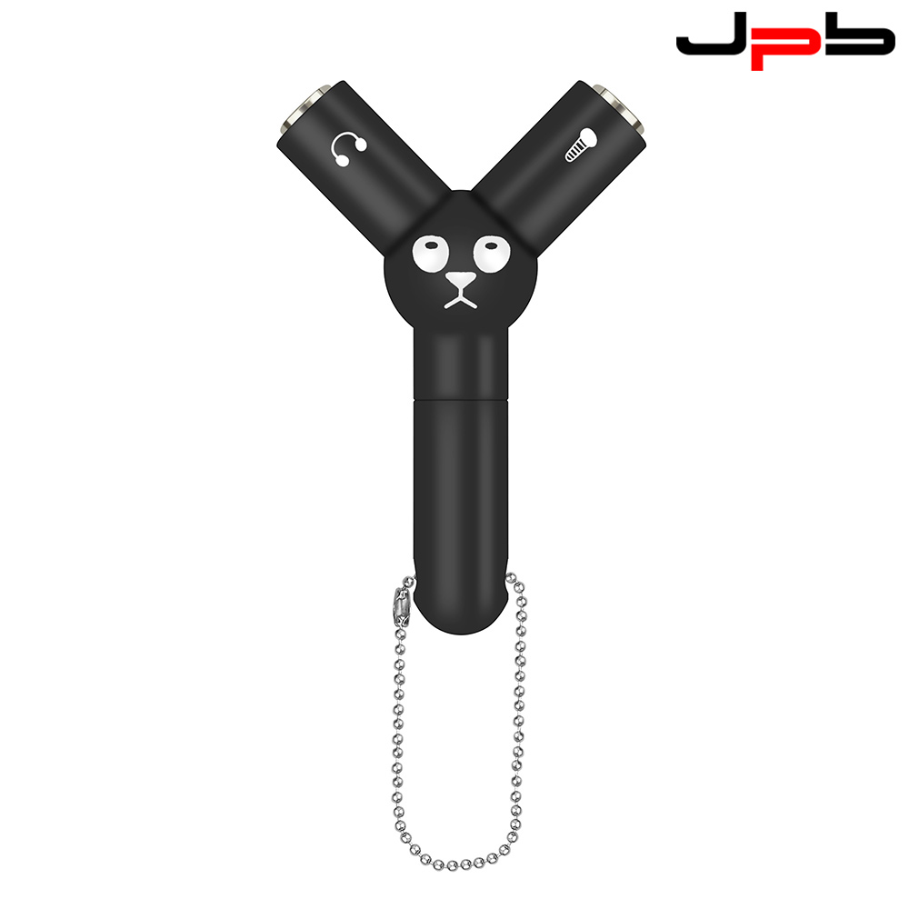 [ JPB 3.5mm 耳機一分二 Y型 音源轉接頭 耳機分線器 - 黑色