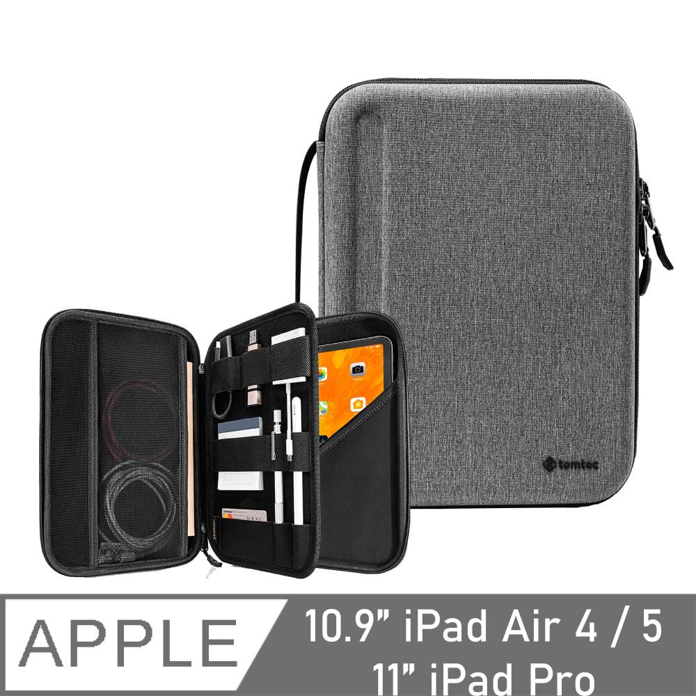 Tomtoc 多功能平板硬殼收納包，灰適用於11吋iPad Pro & 10.5吋 iPad Air