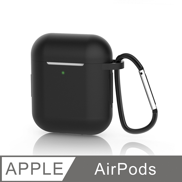 【AirPods 保護套】充電盒保護套 矽膠套 掛勾設計 輕薄可水洗 無線耳機收納盒 軟套 皮套 (黑)