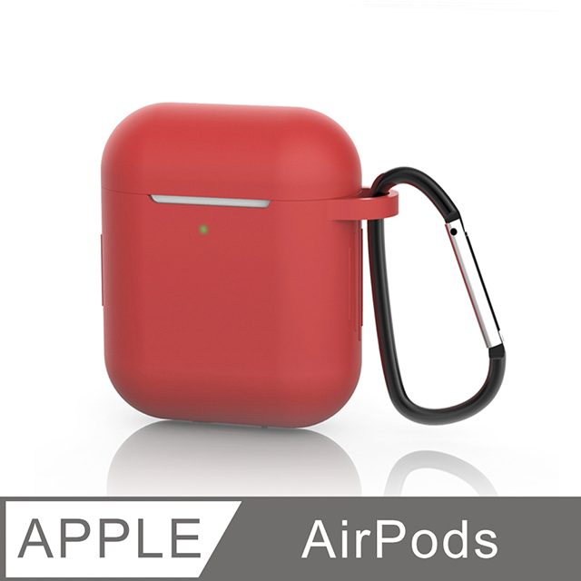 【AirPods 保護套】充電盒保護套 矽膠套 掛勾設計 輕薄可水洗 無線耳機收納盒 軟套 皮套 (時尚紅)