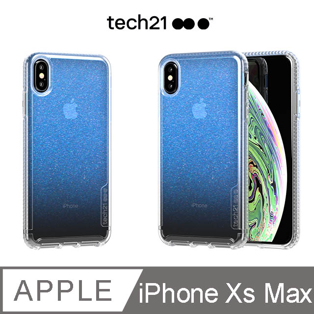 英國Tech 21抗衝擊PURE Shimmer- iPhone Xs Max防撞硬式保護殼-虹彩藍