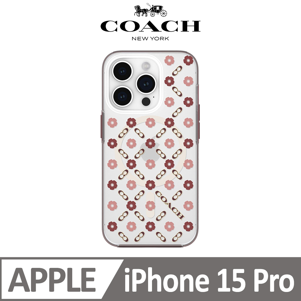 【COACH】iPhone 15 Pro MagSafe 手機殼 小茶花