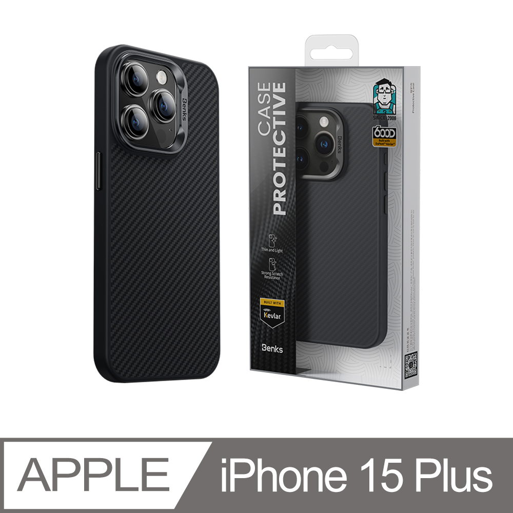 【Benks】iPhone 15 Plus (6.7)凱芙拉系列升級版600D磁吸防摔殼 MagSafe軍規碳纖超薄 手機保護套