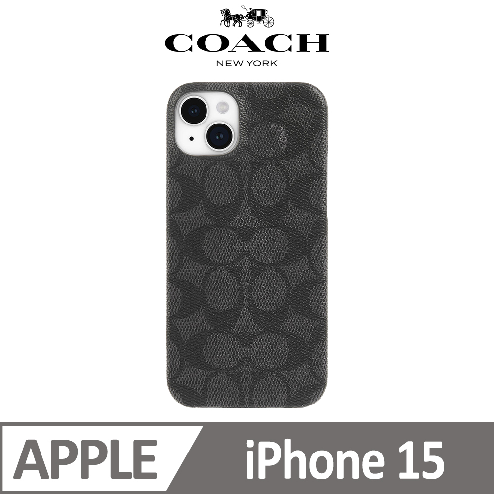 【COACH】iPhone 15 手機殼 黑色經典大C