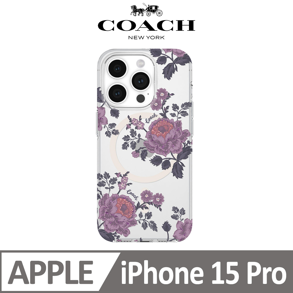 【COACH】iPhone 15 Pro MagSafe 手機殼 牡丹