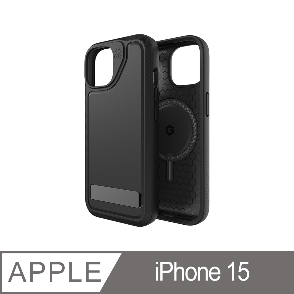ZAGG iPhone 15 聖母峰支架 黑色磁吸款防摔保護殼
