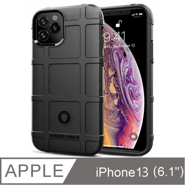 Totomo 對應:Apple iPhone13 (6.1吋)保護殼(抗震防摔-高規防護盾)-黑
