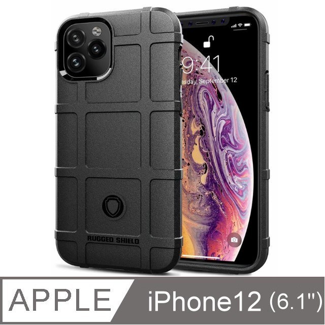 Totomo 對應:Apple iPhone12 (6.1吋)保護殼(抗震防摔-高規防護盾)-黑